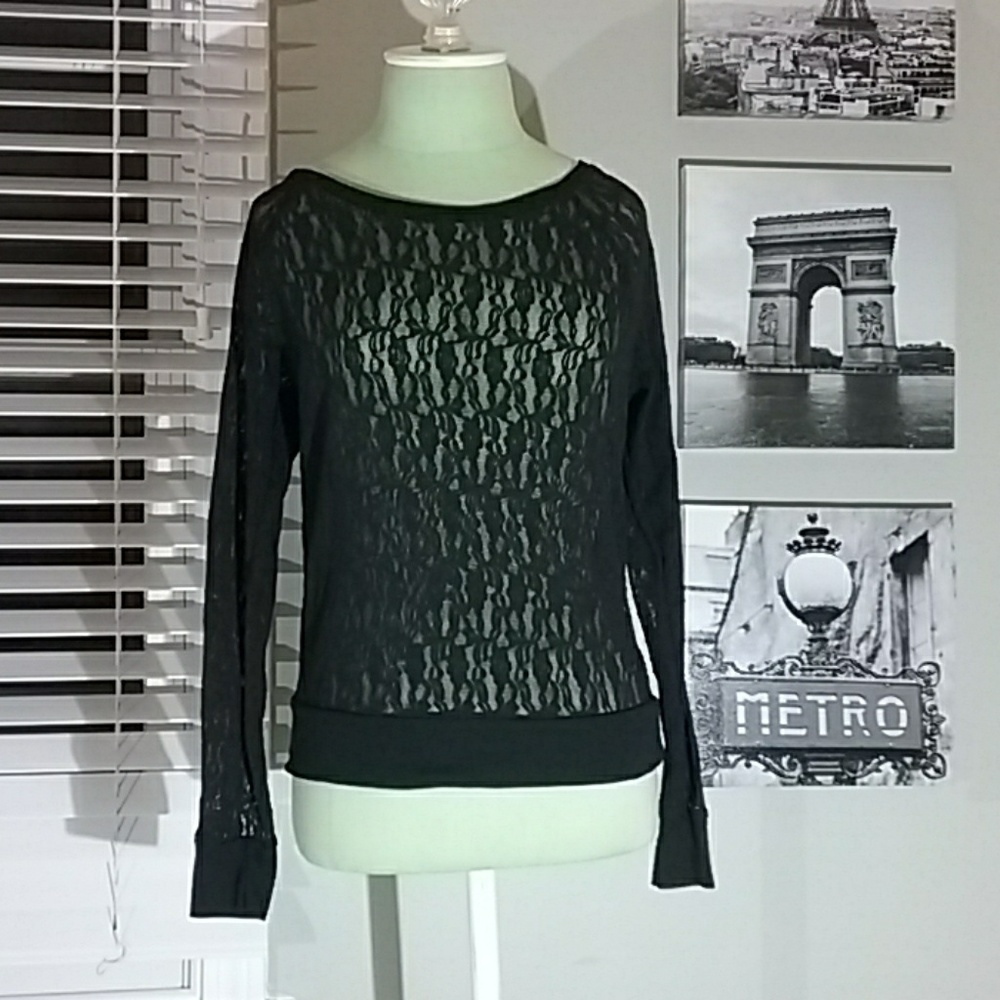 Black sheer lace top